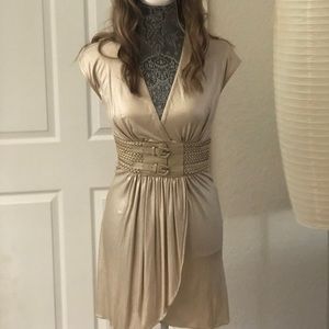 JAGGER leather belted dress. SZ S. 100% Silk